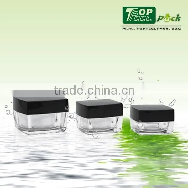 2015 China Manufacture Square Plastic Acrylic Cream Jar With Black Cap photo-3