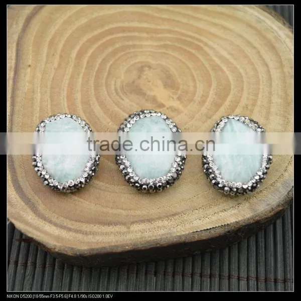 Wholesale LFD-0034B Druzy Aqua Amazonite Stone Pave Rhinestone Crystal Connector Beads For Making Bracelet photo-3