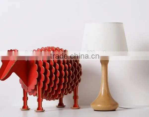 LED Wood Table Lamp JK-879-18 LED Wood Table Light White Round Lampshade Wooden Table Lamp photo-5