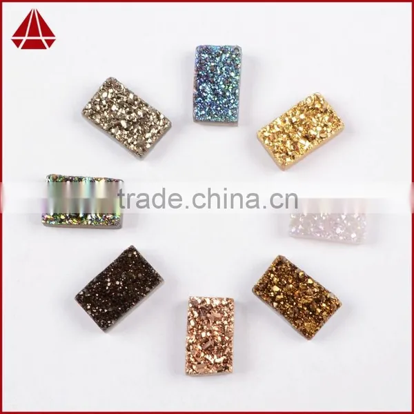 Small Grain Rectangle Flat Agate Druzy Bar Cabochon Semi-precious Gemstone for Jewelry photo-2