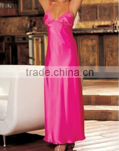 Hot Sale Satin Silk Women's Sexy Nightgown photo-2