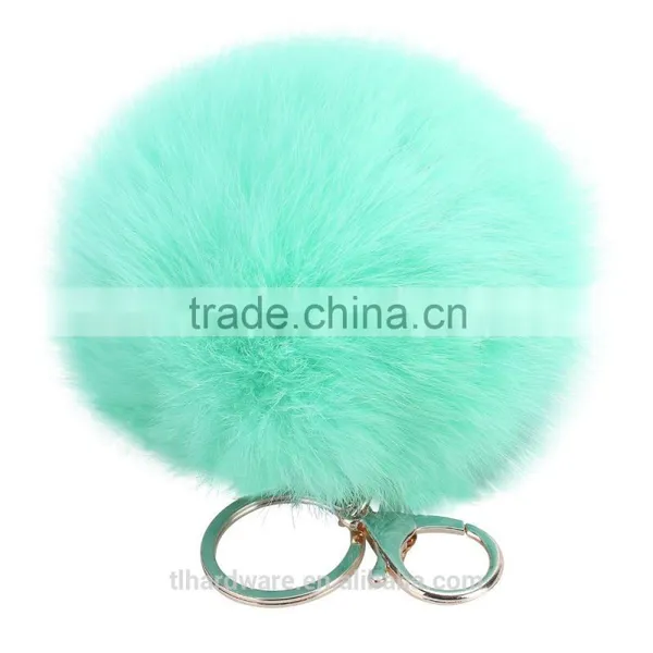 Good Quality 12cm Raccoon Fur Pom Pom Fur Pompom Hat Raccoon Fur Ball Keychain photo-4