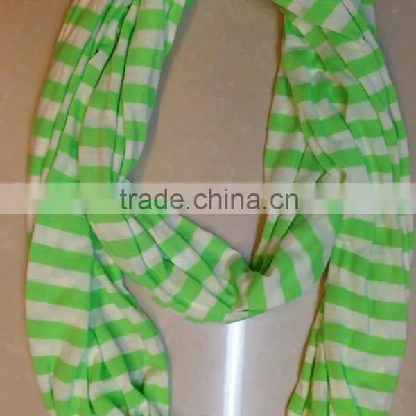 Color Striped Infinity Scarf Single Loop Scarf Stripe Jersey Knit for Men and Women photo-2