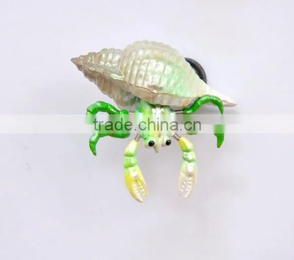 Handmade Delicate 4 Inch Pearl Powder Plastic Lobster in Carved Conch Shell Fridge Magnet, Fake Seafood Figures Quality Choice photo-4