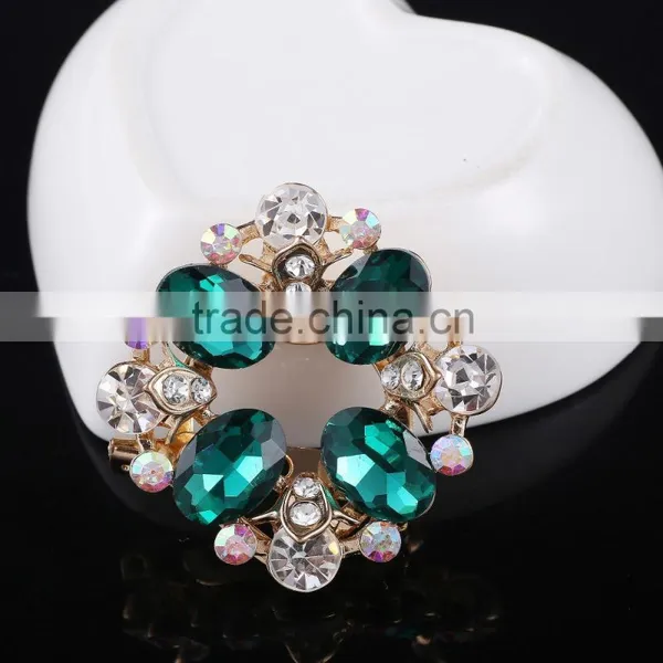 Color Rhinestone Flower Brooch Pins,Hollow Artificial Green Diamond Scarf Buckle For Dress photo-2