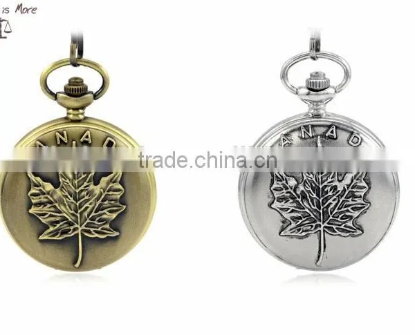 Fashion Canada Flag Pocket Watch Necklace