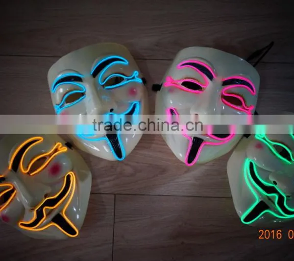 EL WIRE V for Vendetta Mask Party Mask / EL Light Halloween Mask / EL Wire V For Vendetta Mask photo-5