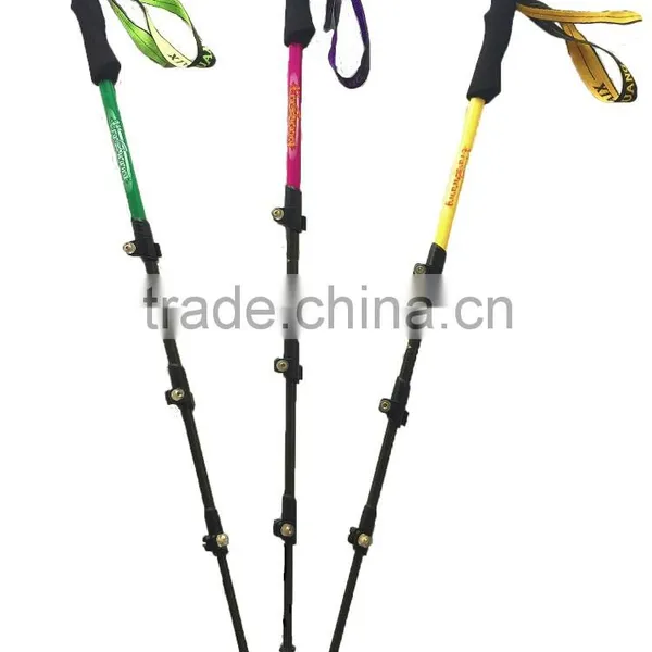 Popular Red Four Sections Carbon Fiber Telescopic Trekking Pole Nordic Walking Stick photo-3