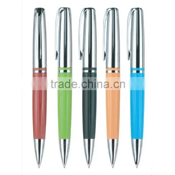 Promotion colorful drawbench sliver plastic ball pen