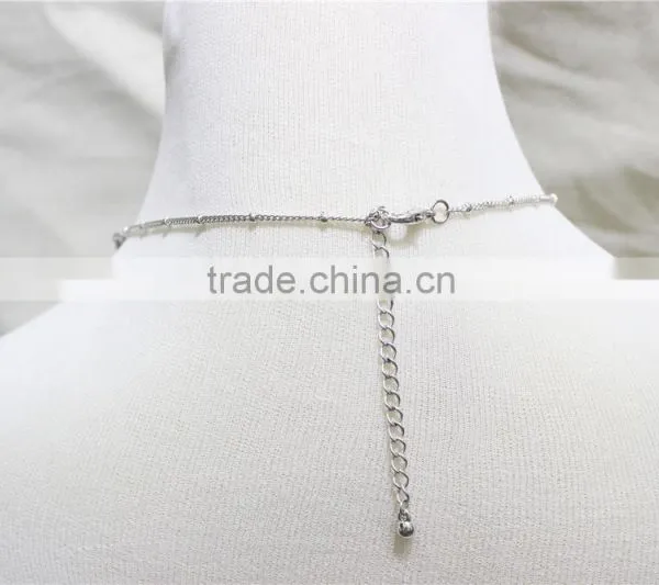 Anti-silver Folk w/ Royal Blue Aqua White Seed Bead Statement Necklace Satellite Chain Necklace 2016 Fashion Style Wholesale photo-4