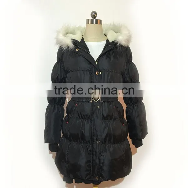 2016AW Garment Customized Woman's Ladies Fashion Long Padded Coats Fur Collar Parka Outdoor Warm Jacket