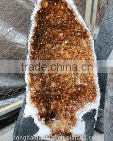 Wholesale Natural Rock Quartz Citrine Crystal Geode for Fengshui