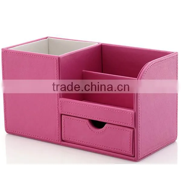 Faux Leather Slim Decorative Bedroom Storage Basket photo-3
