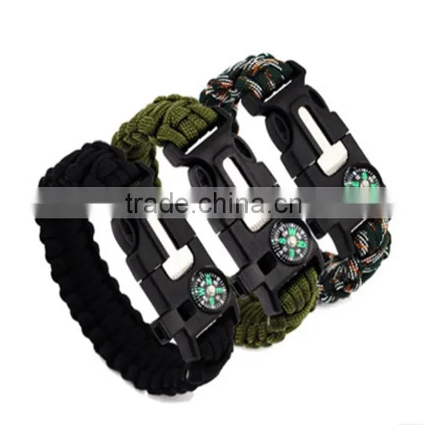 2016 Hot Sale Paracords Bracelet With Flint Fire Starter /whistle/campass
