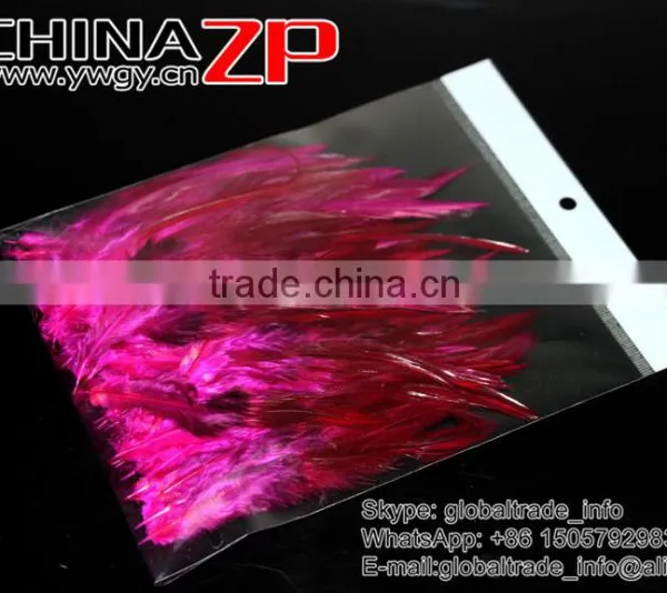 Top Supplier ZPDECOR Wholesale Good Quality Colored Fuchsia Chicken Rooster Saddle Feathers for Sale photo-5