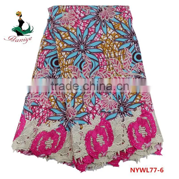 Haniye Wax With Lace Fabric Super Wax Print Fabrics With Guipure Embroidery Lace photo-5