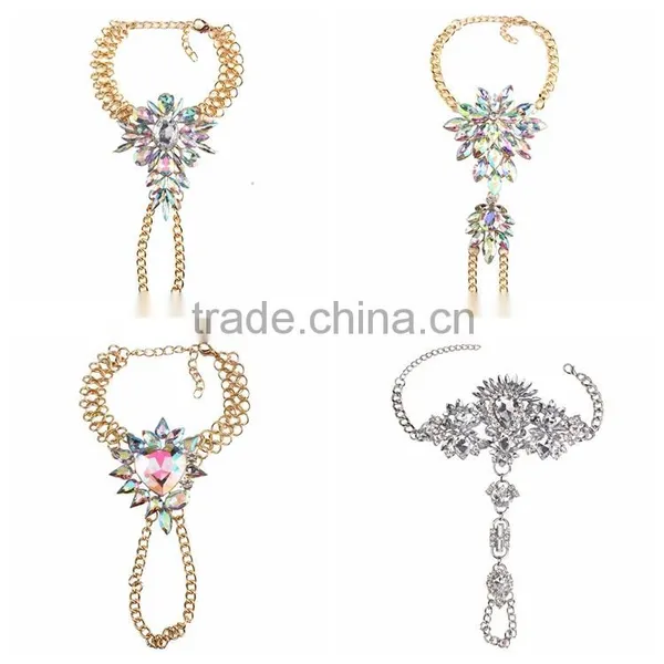 Crystal Foot Hand Chain Jewelry Barefoot Sandals Anklet With Toe Ring photo-5