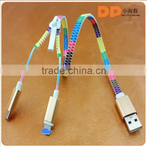 2016 Trending Products 2 in 1 Charging Sync Data Cable Stylish Zipper Usb Cable for Iphone 6 photo-3