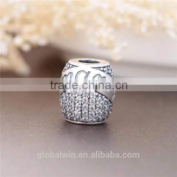 Wholesale Engravable "Marry Me" Custom Wedding Charms Bali Pave Crystal Vintave Thailand Solid Sterling Charms Bead photo-4