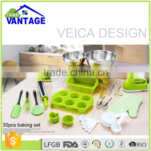 30pcs Stainless Steel Salad Bowls Silicon Molds Cake Silicone Bakeware Set photo-2
