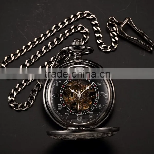 Antique Transparent Skeleton Necklace Mechanical Pocket Watch photo-5