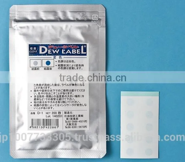Irreversible sticker for water detection and moisture detection