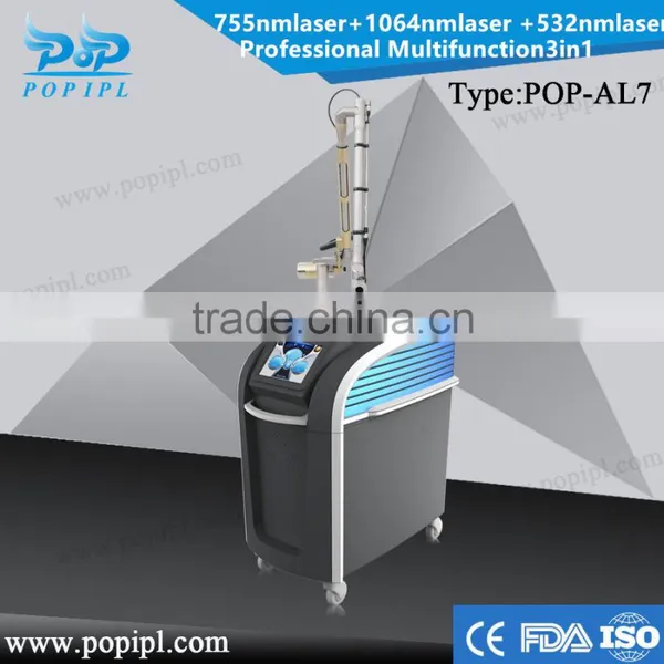 Professional Multifunction POPIPL's 755nm Alexandrite Laser and Long Pulsed Laser 1064nm+532nm Laser 3 in 1best Machine photo-2