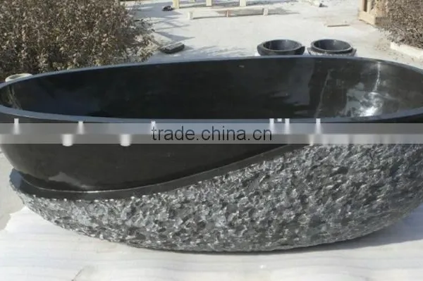 Solid Stone Freestanding Black Bathtub photo-2