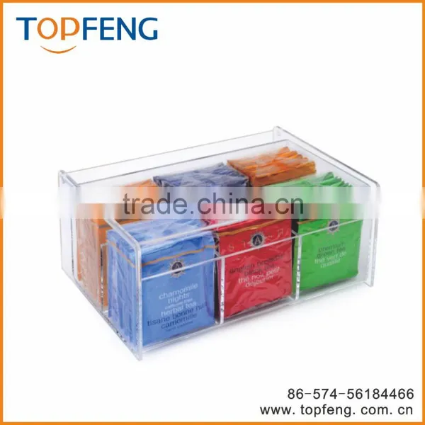 Arcylic Teabag Box With 6 Compact, 6 Compact Tea Bag Box,arcylic Teabag Storage Box,teabag Holder photo-5