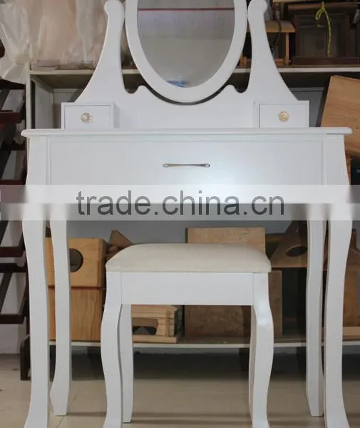 Make Up Table With Bench, Wooden Dressing Table With Mirror and Stool, Bedroom Wooden Furniture photo-2