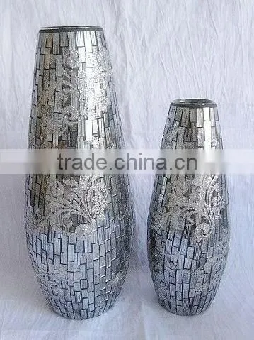 Good Quality Silver Mirror Mosaic Candle Holder photo-3