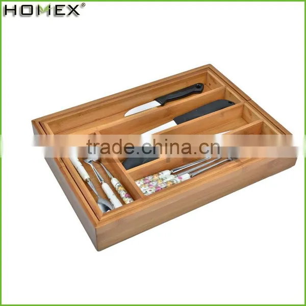 New Product Kitchen Cutlery Storage Holder Bamboo Expandable Cutlery Organizer/Homex_Factory photo-2
