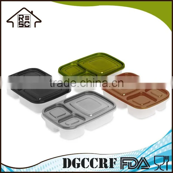 NBRSC Meal Prep Food Containers 3 Compartment Stackable Lunch Box Section Bento Box With Lids Durable Reusable photo-5