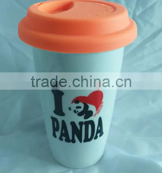 Ceramic Material Heat Resistant Double Wall Drinking Mug for Travel