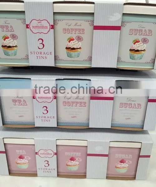 Transfer Decal Square Metal Tea Sugar Coffee Canisters photo-2