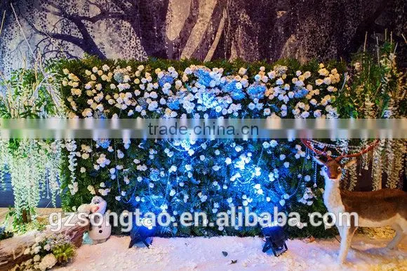 Colorful Artificial Flower Wall Backdrop With Wholesale Silk Flower Hydrangea and Rose for Wedding photo-3