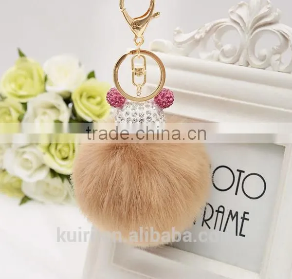 Faux Fur Pompom Key Chains Rhinestone Keychains Ladies Perfume Bottle Key Chain Rings Holder Cover Women Fmq-13 photo-6