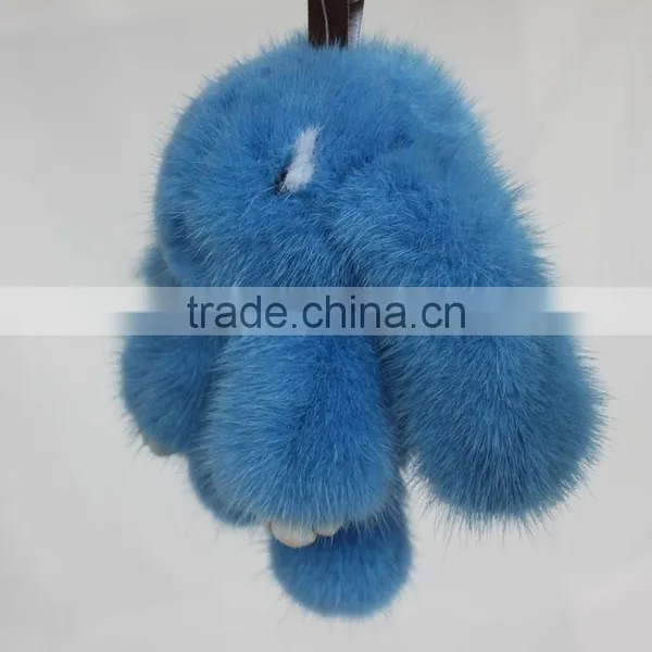 Myfur New Blue Real Copenhagen Mink Fur Rabbit Keychain Cheap Factory Price Car Accessory Keychain photo-4