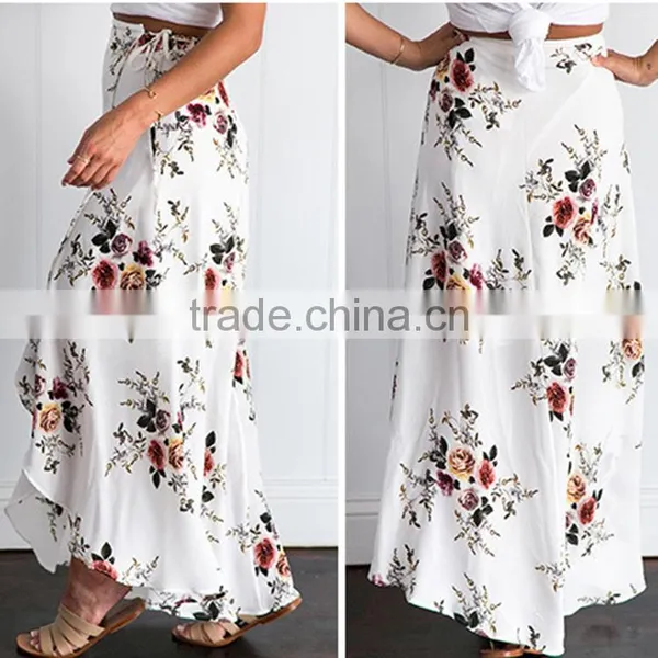 2017 Latest Fashion OEM Sexy Women Summer Printed Long Maxi Skirt for Wholesale photo-4