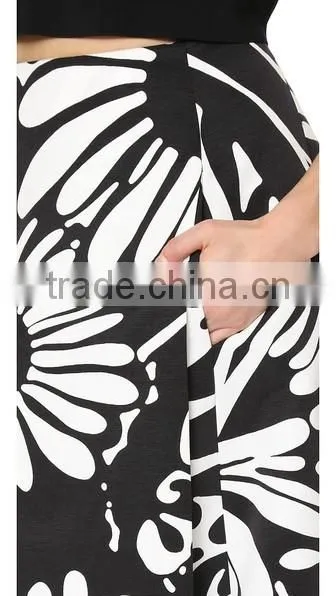 2016 Designed for Fashion Women High Waist Printed Grosgrain Skirt Slit Skirt Ladies'maxi Skirt OEM photo-3