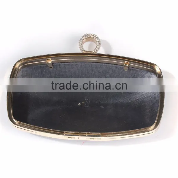 Iron Based Alloy Kiss Clasp Purse Frame Rectangle Clear Rhinestone Gold Plated 20.6cm(8 1/8") x 15cm(5 7/8"), 1 Piece photo-3