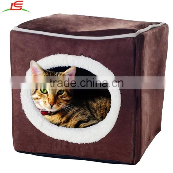 Soft Pet Bed Dog Cat Enclosed Cube Cozy