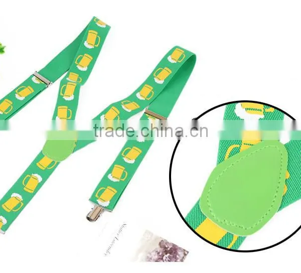 Women's/Men's Adjustable Clip-on Unisex 3.5cm Suspenders Green Yellow Deutsch Wein Und Bier-Festivals 2016 photo-4