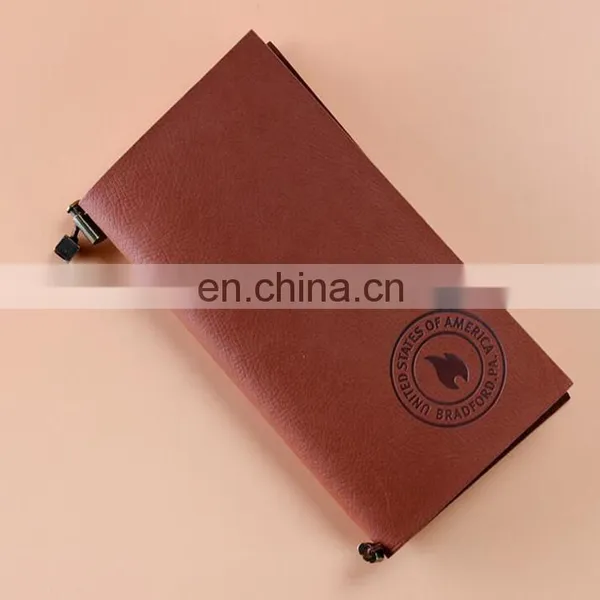 China Factory Wholesale Custom Leather Cover Brown Kraft Paper Notebook With Logo Printing photo-3