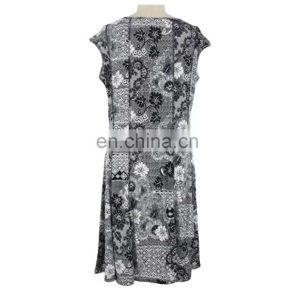 Black/White Floral Drawing Senior Women Dress Wear Guangzhou OEM photo-2