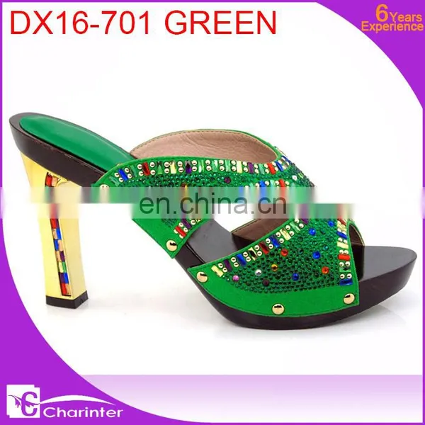 Ladies Shoes With Stones High Heel Slipper African Ladies Shoes photo-2