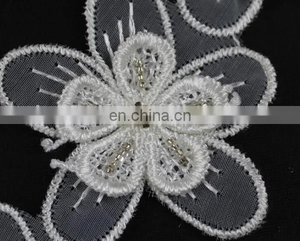 100%polyester Beaded Flower Lace Trim for Decorative photo-3