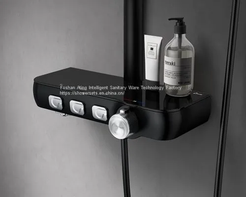 Black Colour Metal Case PPA Water Way Thermostatic Shower System photo-4