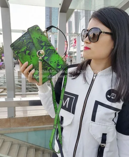 Custom Animal Print Leather Ladies Python Snake Skin Top Handle Handbag Women Fashion Crossbody Bag