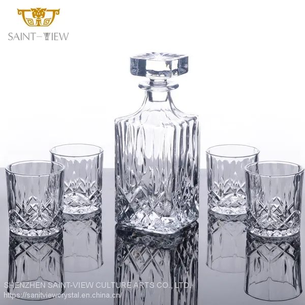 Square Restaurant Bar Home 700ml/750ml Dining Glass Bottle Liquor Gift Set With Stopper Cap Manufacturer photo-5